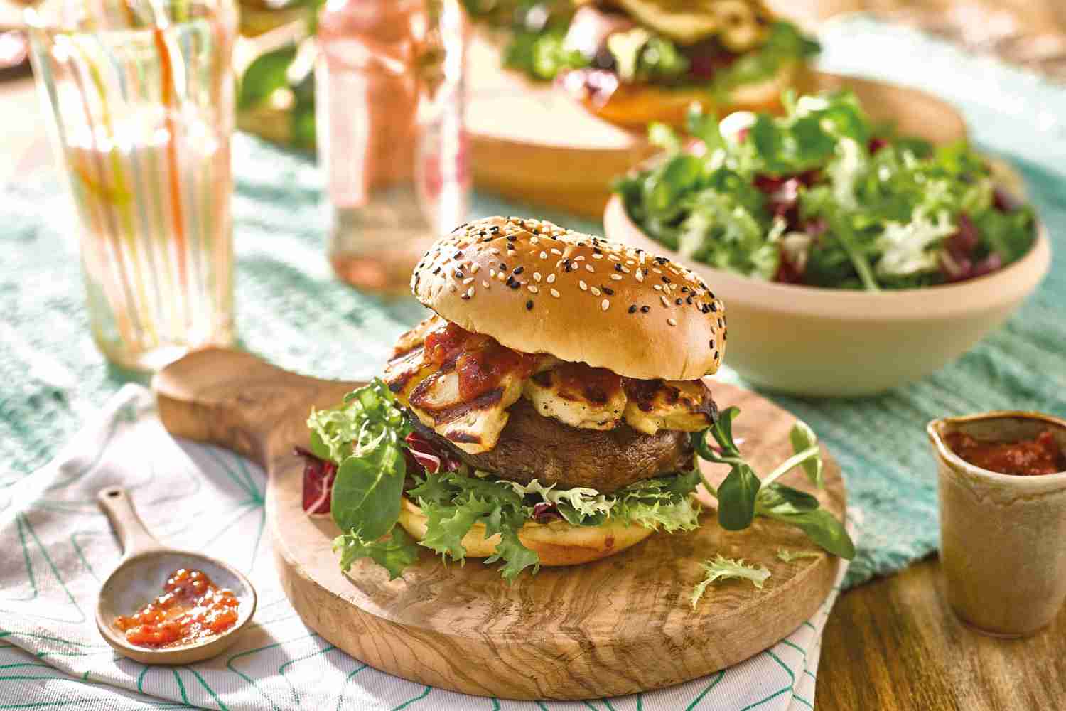 Veggie Halloumi & Mushroom Burgers Florette Salad Make it