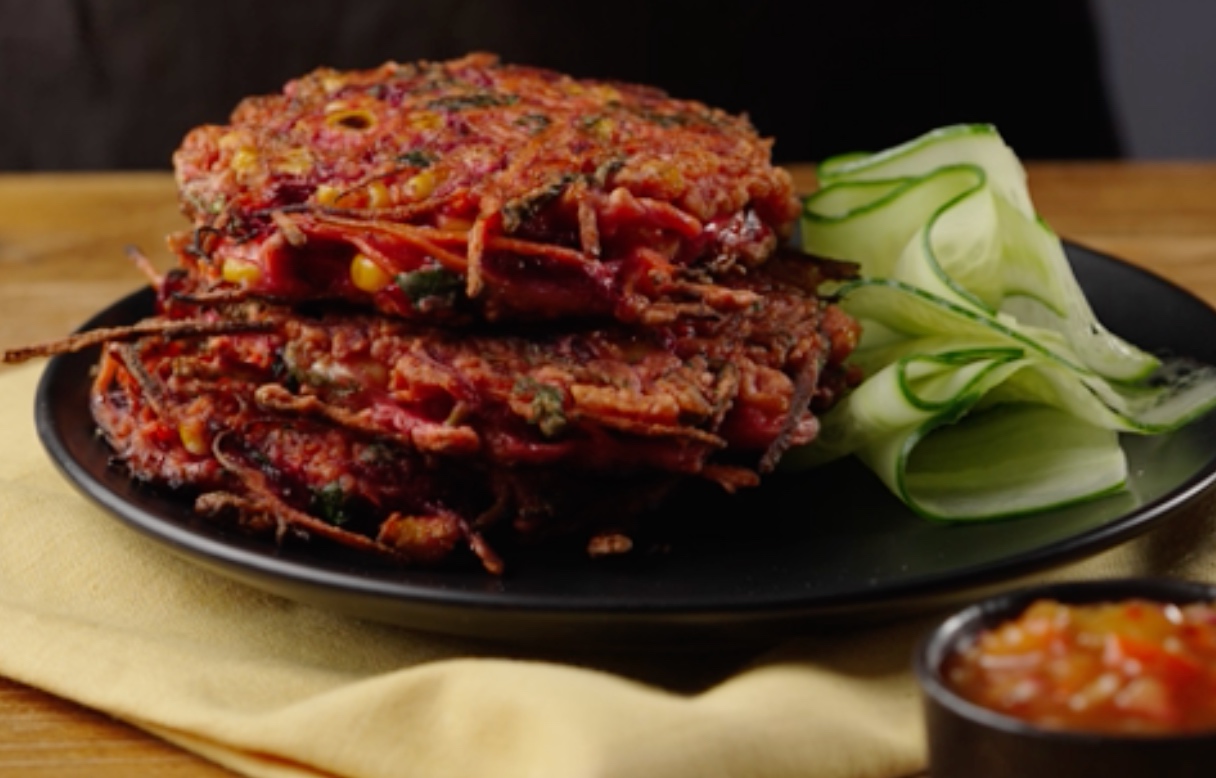 Beetroot Fritters with Spicy Mango Chutney