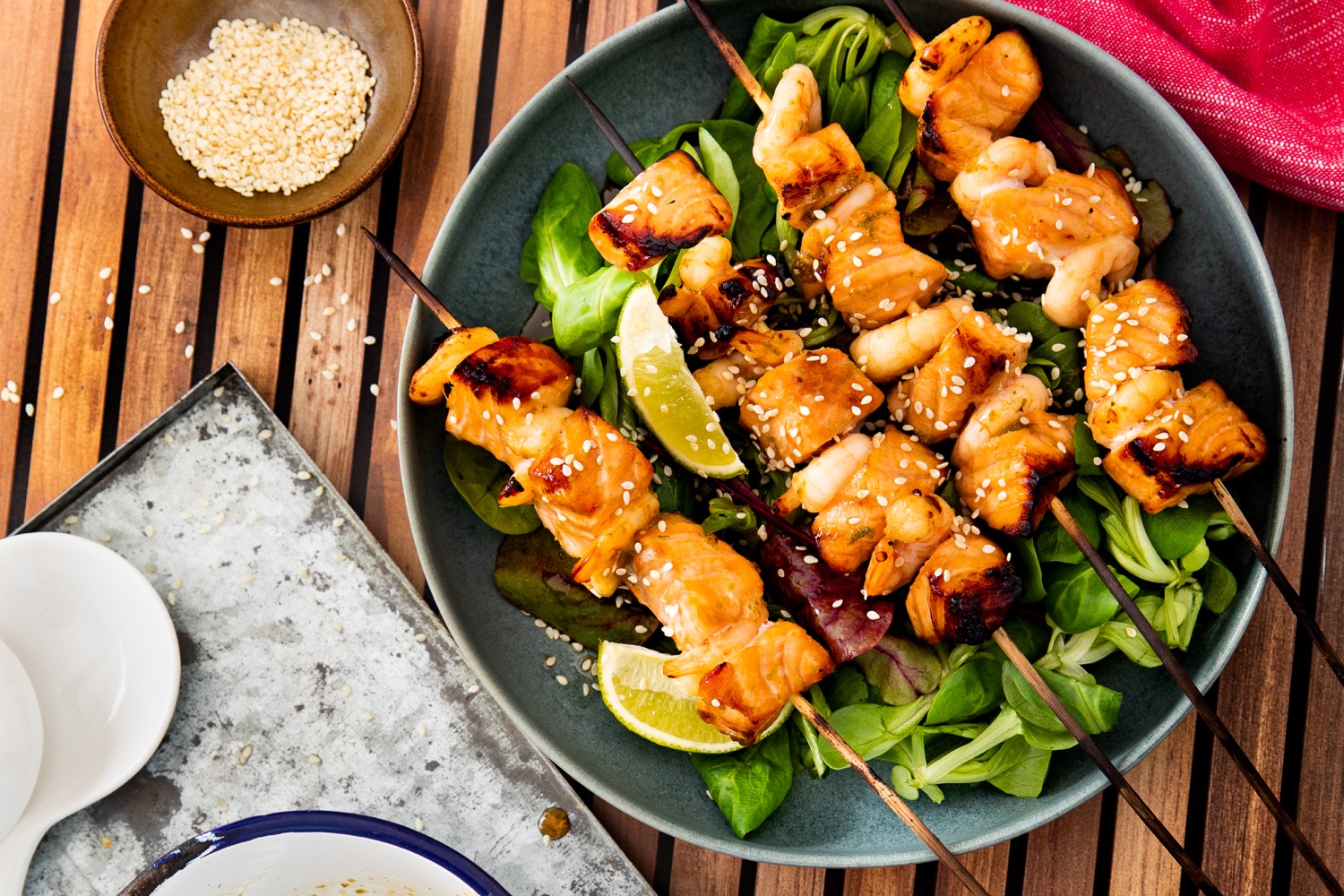 Soy & Honey Salmon & King Prawn Kebabs | Florette Salad | Make it unFloretteable