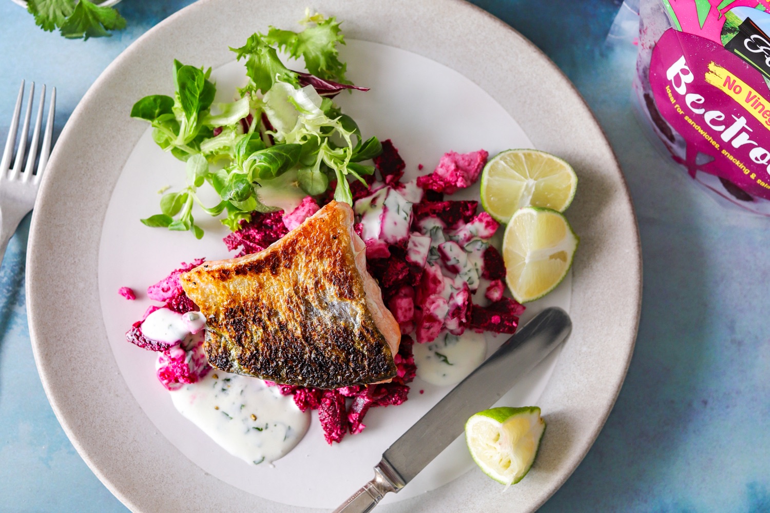 Salmon With Beetroot, Feta and Chilli
