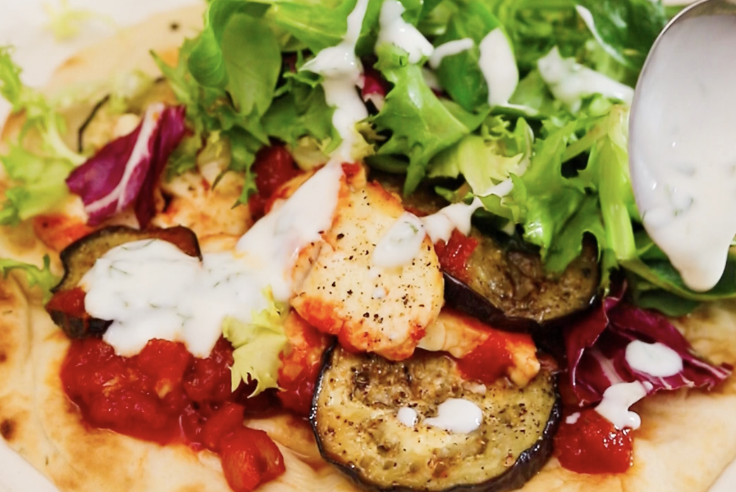 Aubergine and Halloumi Harissa Flatbreads | Florette Salad | Make it unFloretteable